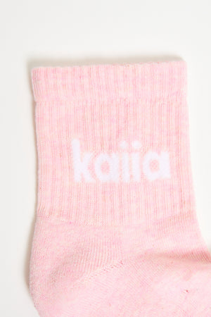 Kaiia Pack of Three Logo Socks Pink, Blue & Grey Marl