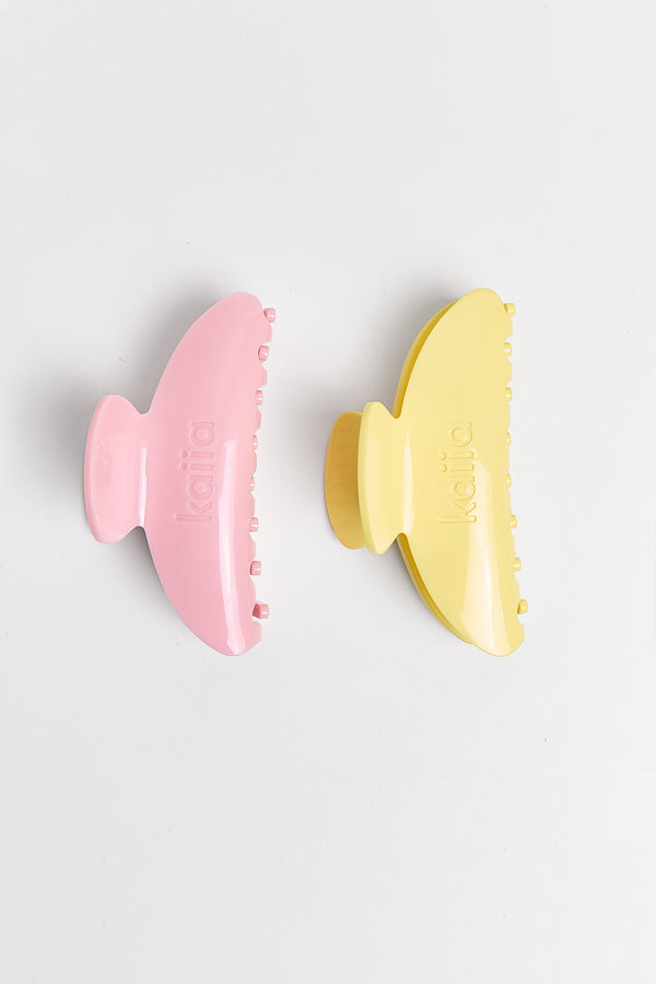 Kaiia 2 Pack Hair Claw Clips Pink & Yellow