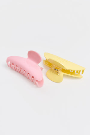 Kaiia 2 Pack Hair Claw Clips Pink & Yellow