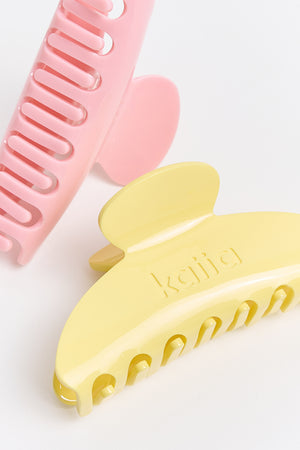 Kaiia 2 Pack Hair Claw Clips Pink & Yellow