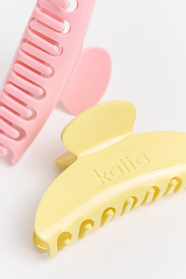 Kaiia 2 Pack Hair Claw Clips Pink & Yellow