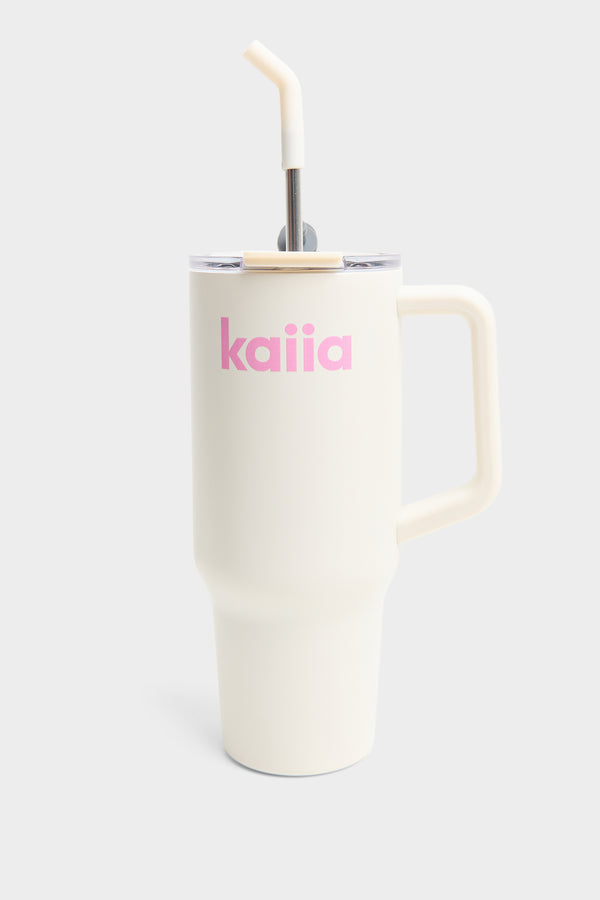 Kaiia 1.2 Litre Straw Bottle Cream