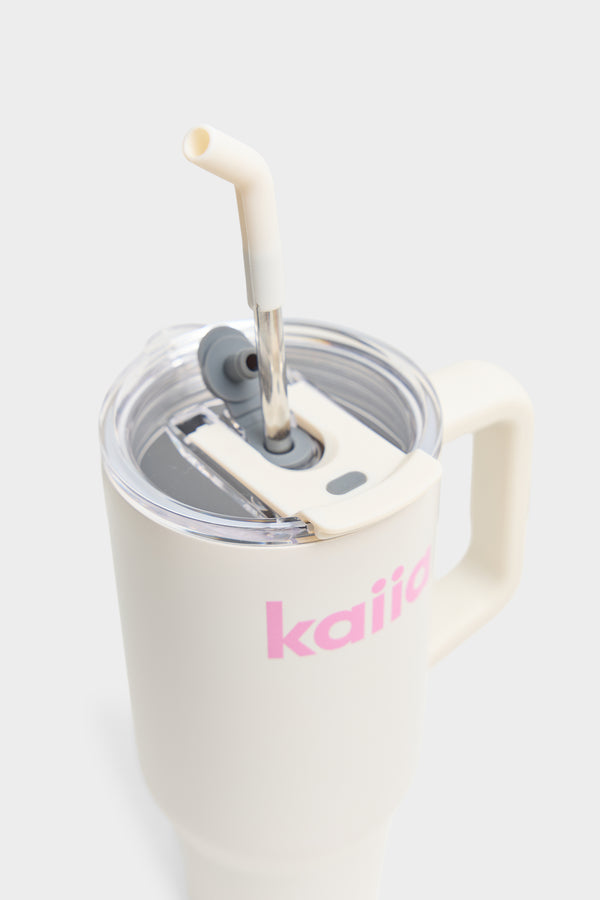 Kaiia 1.2 Litre Straw Bottle Cream