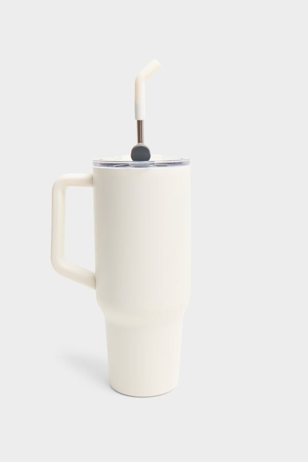 Kaiia 1.2 Litre Straw Bottle Cream