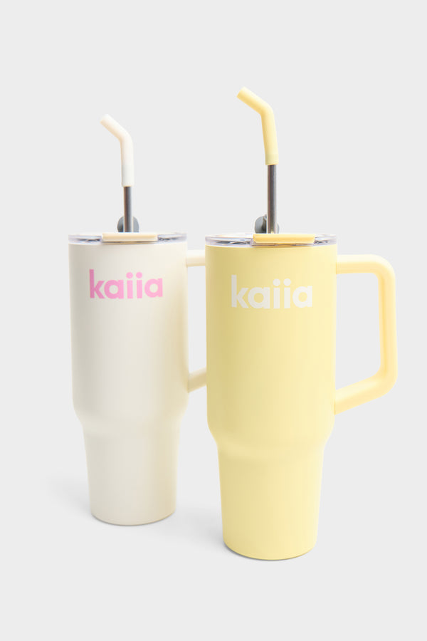 Kaiia 1.2 Litre Straw Bottle Cream