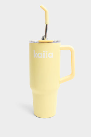 Kaiia 1.2 Litre Straw Bottle Lemon