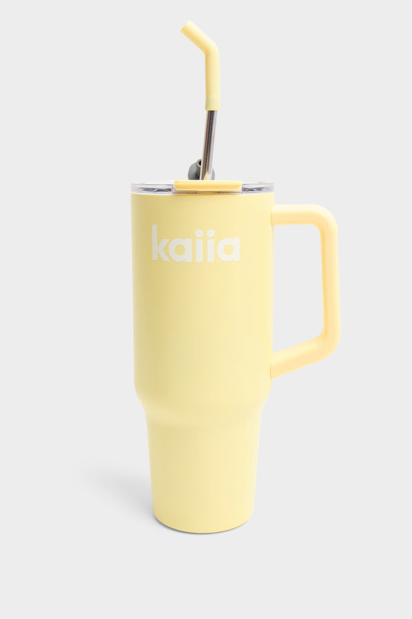 Kaiia 1.2 Litre Straw Bottle Lemon