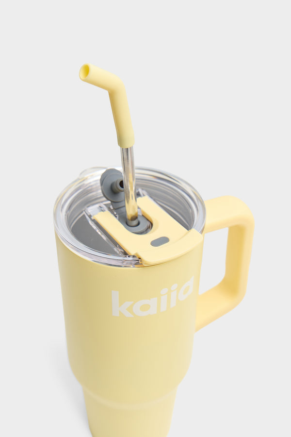 Kaiia 1.2 Litre Straw Bottle Lemon