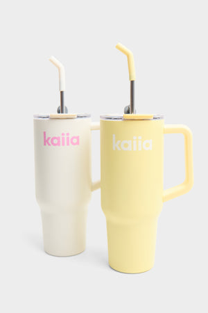 Kaiia 1.2 Litre Straw Bottle Lemon