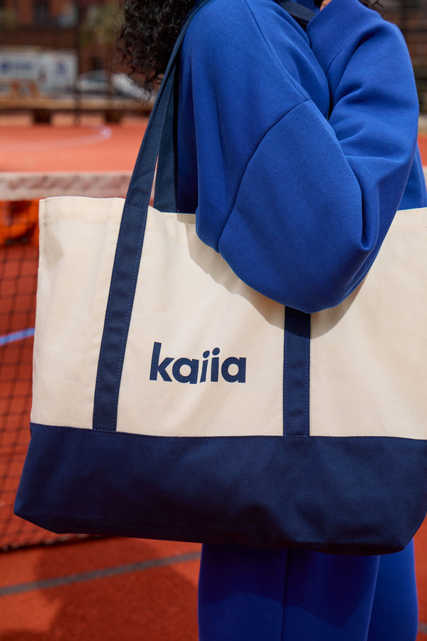Kaiia Sporty Large Tote Bag Cream & Navy