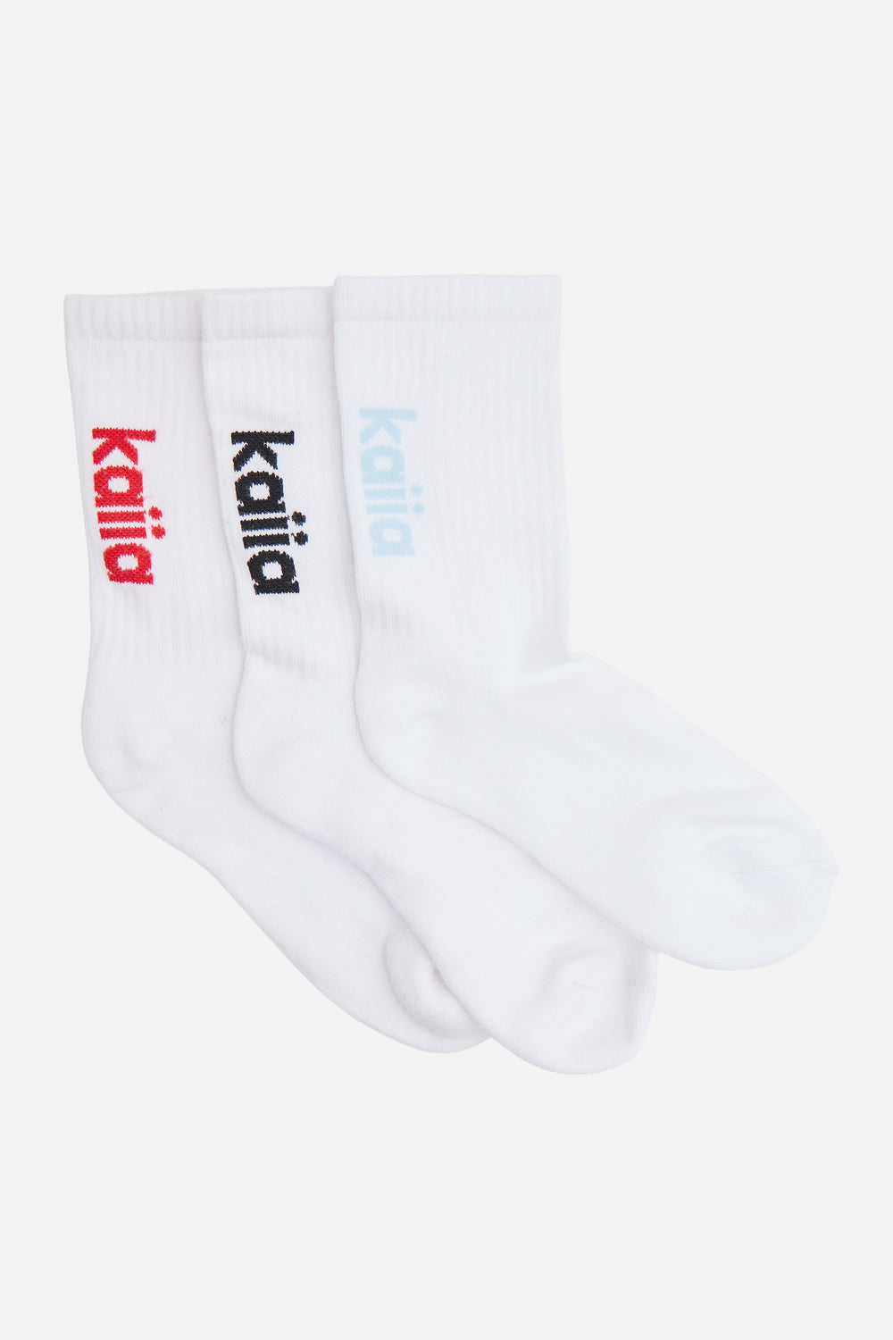 Kaiia Pack of Three Logo Socks Black, Red & Baby Blue