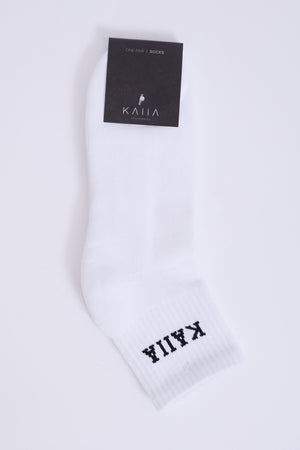 One Pair Kaiia Logo Socks White & Black