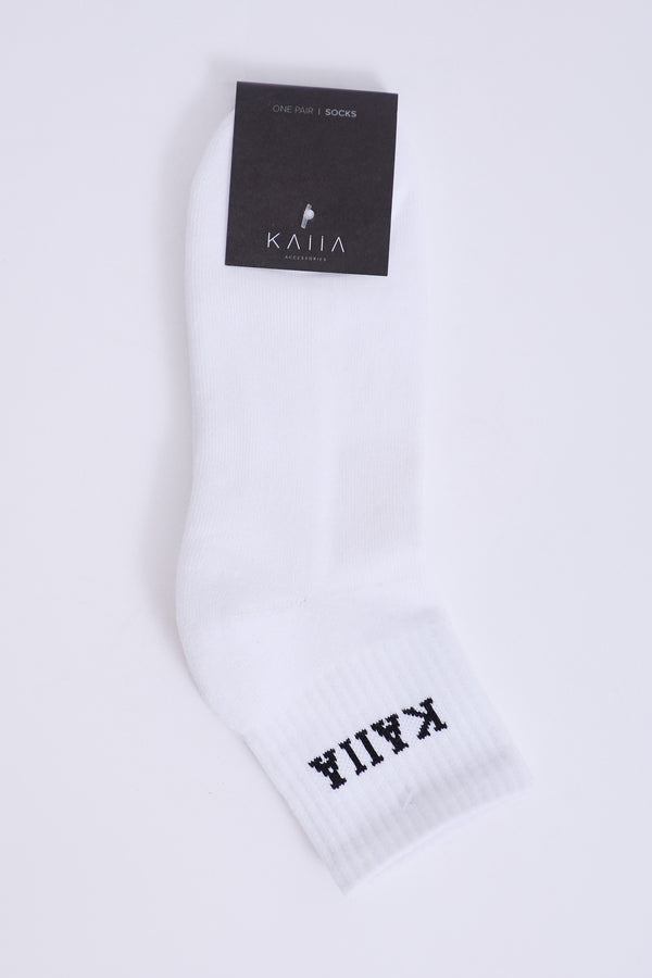 One Pair Kaiia Logo Socks White & Black