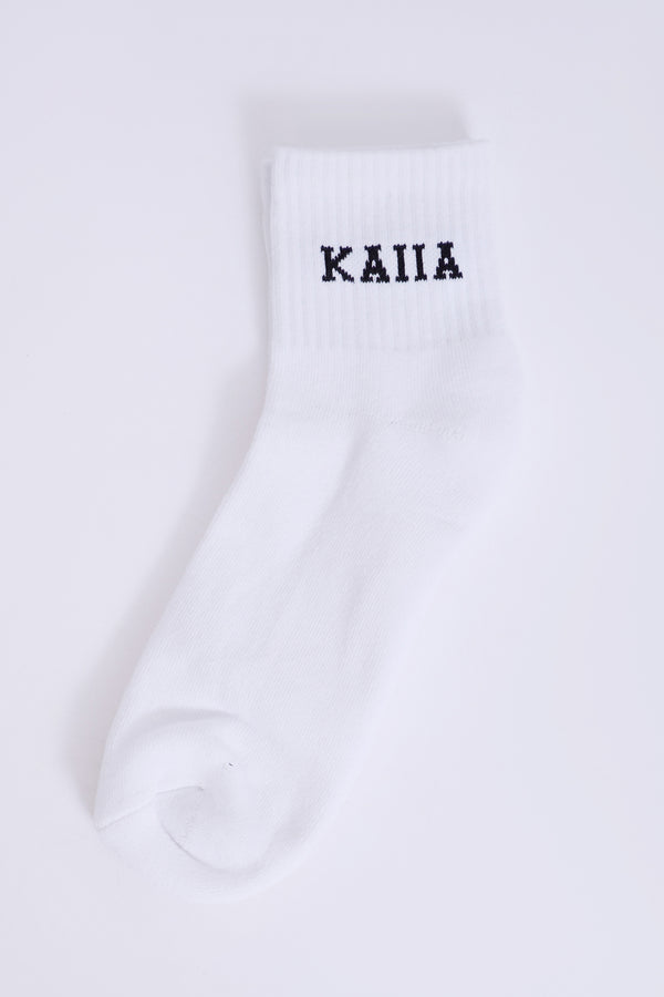 One Pair Kaiia Logo Socks White & Black