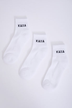 Pack of Three Kaiia Logo Socks White & Black