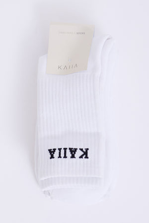 Pack of Three Kaiia Logo Longline Socks White & Black