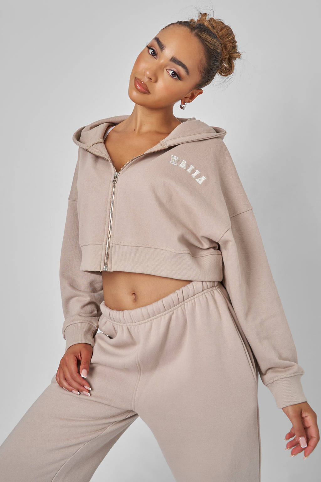 Zip Through Cropped Hoodie