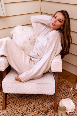 Kaiia Knit Oversized Hoodie Oatmeal