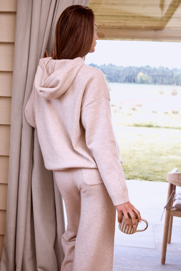 Kaiia Knit Oversized Hoodie Oatmeal