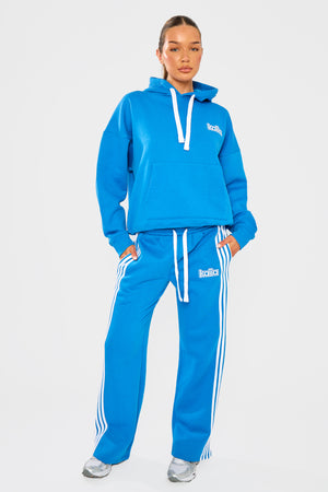 Kaiia Logo Oversized Drawstring Hoodie Electric Blue