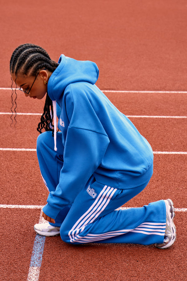 Kaiia Logo Oversized Drawstring Hoodie Electric Blue