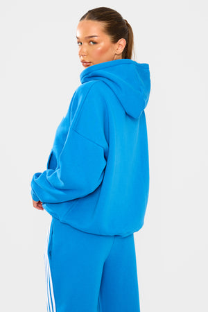 Kaiia Logo Oversized Drawstring Hoodie Electric Blue