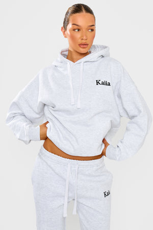 Kaiia Sport Athletic Club Oversized Hoodie Grey Marl & Black