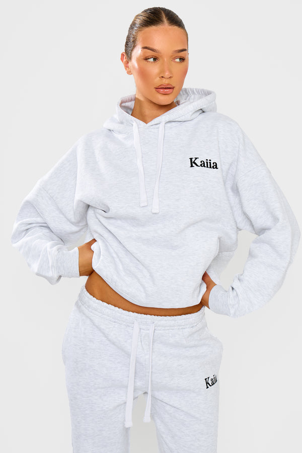 Kaiia Sport Athletic Club Oversized Hoodie Grey Marl & Black