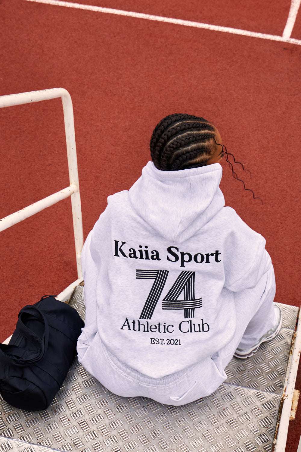 Kaiia Sport Athletic Club Oversized Hoodie Grey Marl & Black