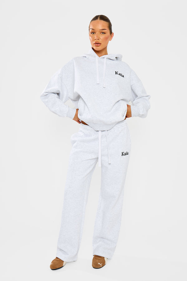Kaiia Sport Athletic Club Oversized Hoodie Grey Marl & Black