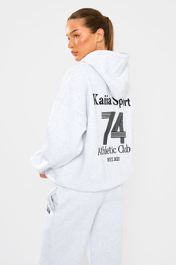 Kaiia Sport Athletic Club Oversized Hoodie Grey Marl & Black