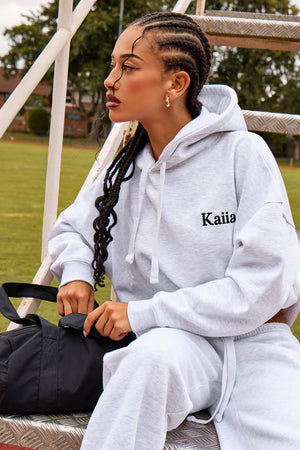 Kaiia Sport Athletic Club Oversized Hoodie Grey Marl & Black