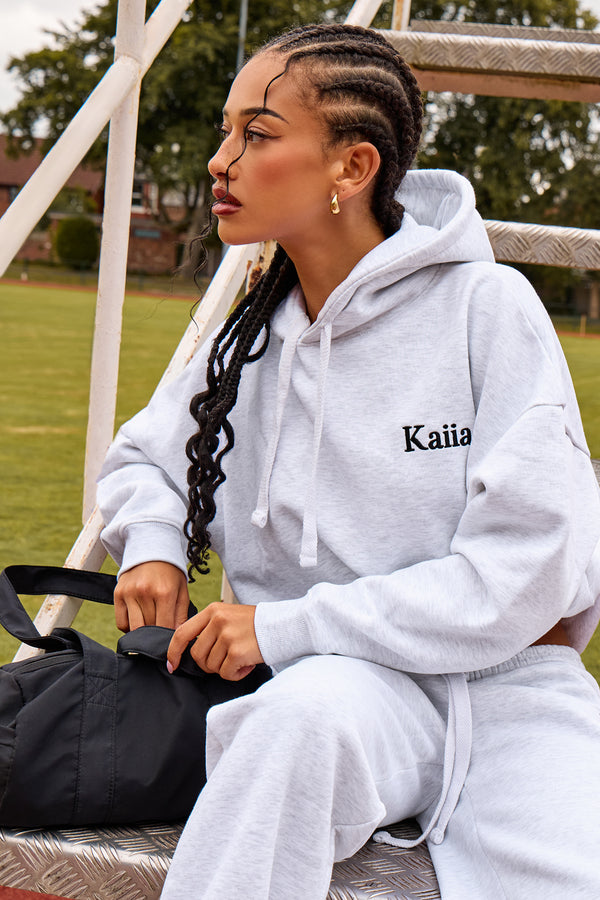 Kaiia Sport Athletic Club Oversized Hoodie Grey Marl & Black