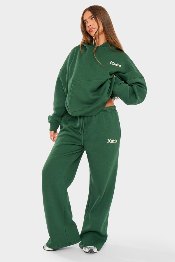 Kaiia Athletic Sport Oversized Hoodie Emerald Green