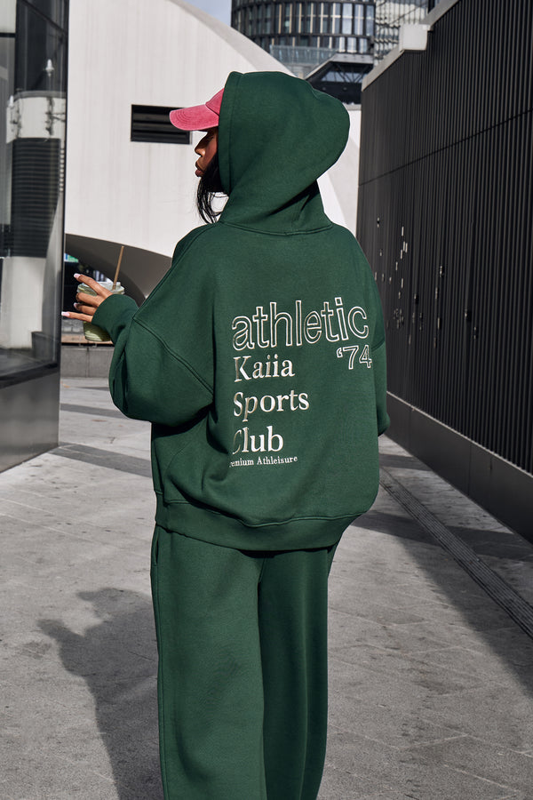 Kaiia Athletic Sport Oversized Hoodie Emerald Green