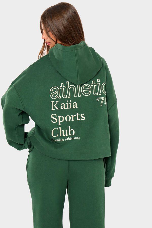 Kaiia Athletic Sport Oversized Hoodie Emerald Green