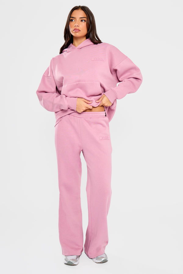 Kaiia Embossed Bubble Logo Oversized Hoodie Petal