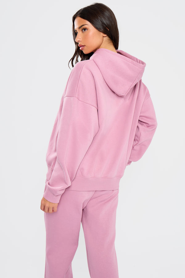 Kaiia Embossed Bubble Logo Oversized Hoodie Petal