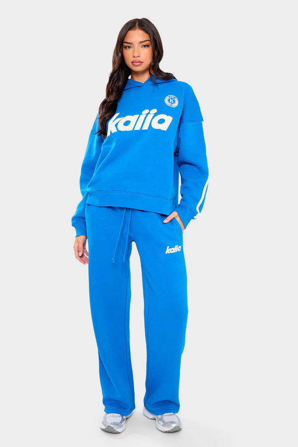 Kaiia Varsity Oversized Hoodie Cobalt Blue