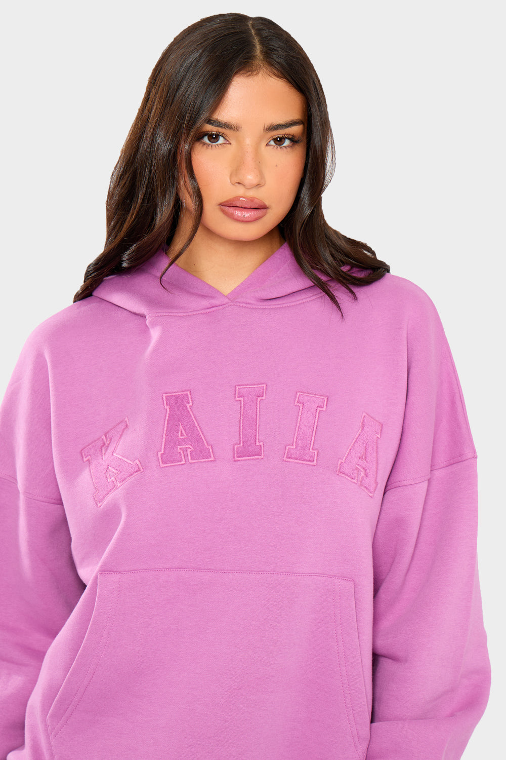 Kaiia Slogan Oversized Hoodie Fuschia