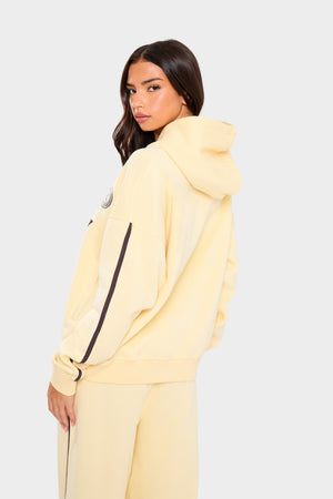 Kaiia Varsity Oversized Hoodie Lemon & Brown