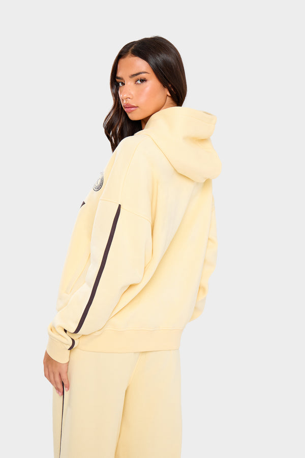 Kaiia Varsity Oversized Hoodie Lemon & Brown