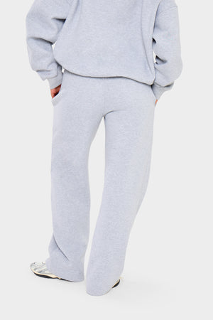 Kaiia Slogan Wide Leg Joggers Mid Grey & Burgundy