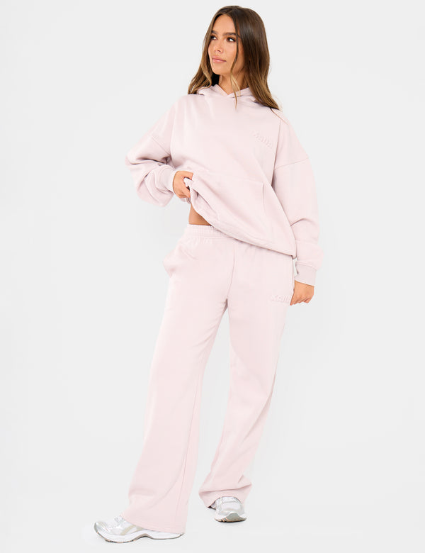 Kaiia Embossed Logo Oversized Hoodie Pale Dusty Lilac