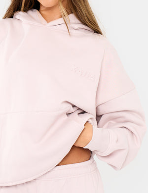 Kaiia Embossed Logo Oversized Hoodie Pale Dusty Lilac
