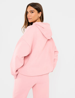 Kaiia Embossed Logo Oversized Hoodie Dusty Rose
