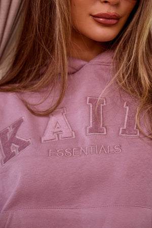 Kaiia Velour Slogan Oversized Hoodie Faded Purple