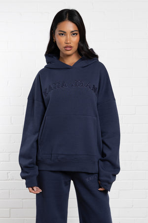 Kaiia Jeans Applique Oversized Hoodie Indigo