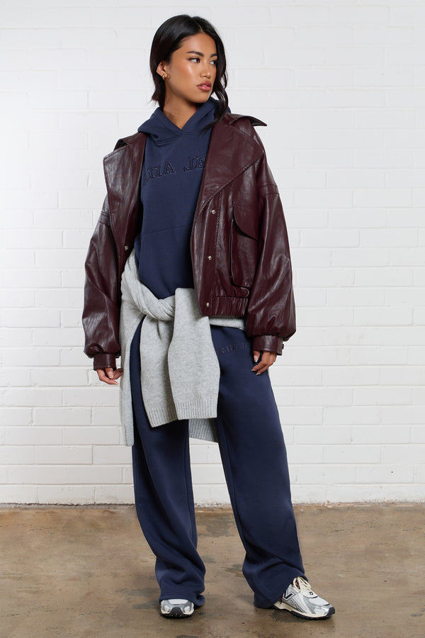 Kaiia Jeans Applique Oversized Hoodie Indigo