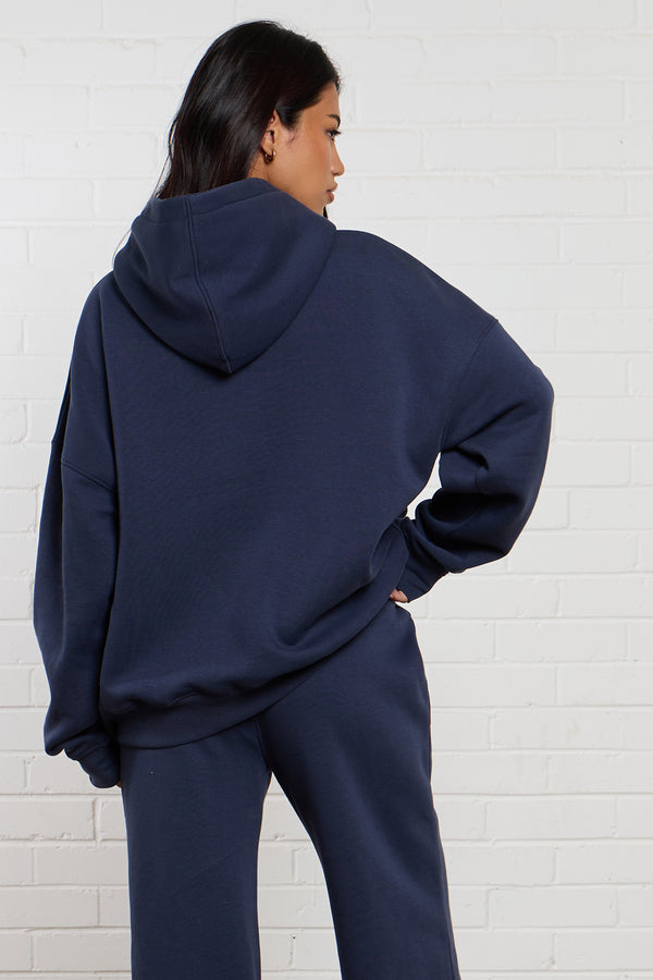 Kaiia Jeans Applique Oversized Hoodie Indigo